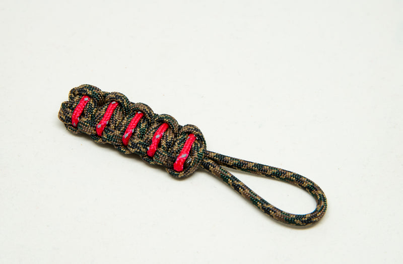 Woodland Camo Red Reflective Zipper Pulls