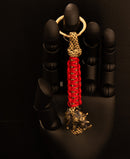 African Rhino Vibrant Red Hiena Keychain