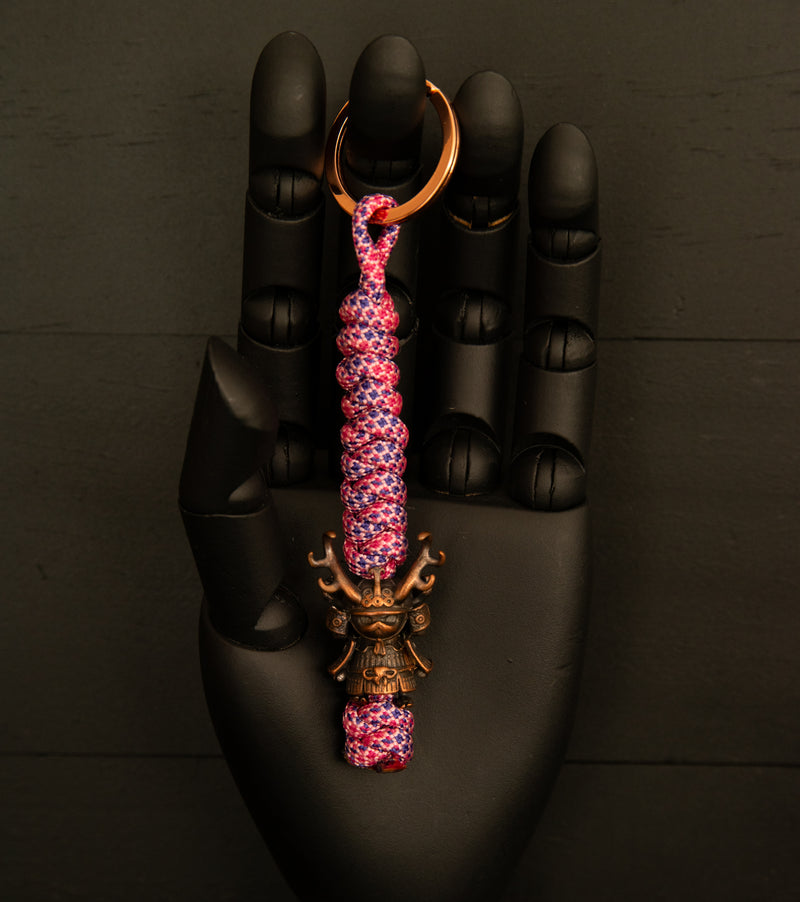 Cotton Candy Samurai Cat Keychain