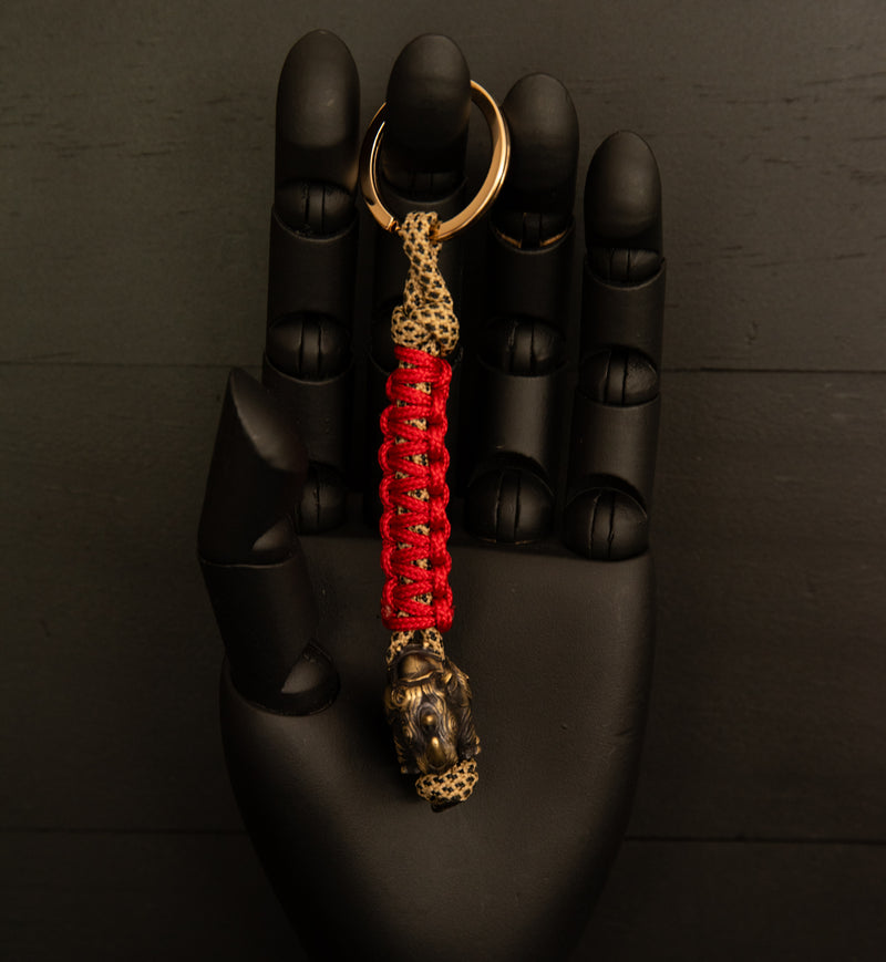 African Rhino Vibrant Red Hiena Keychain