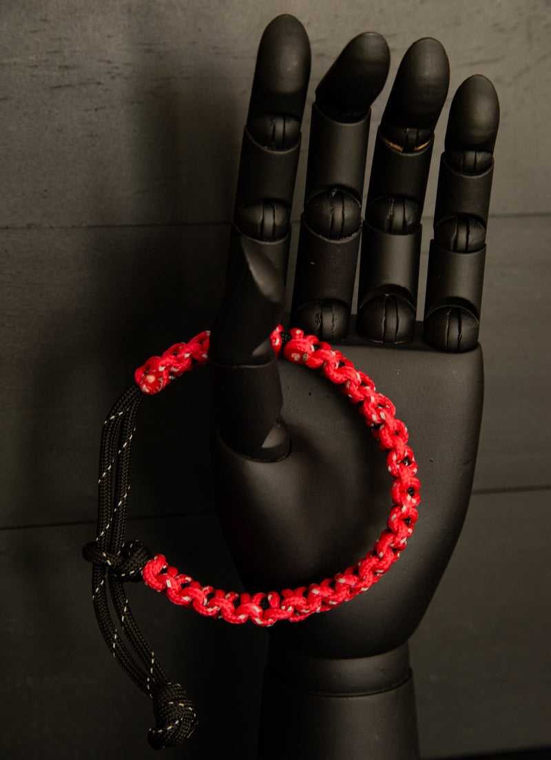 Reflective Red and Black Weave Bracelet