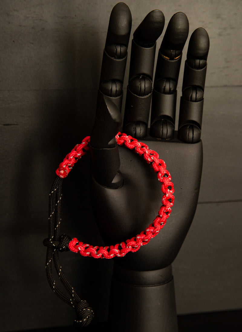 Reflective Red and Black Weave Bracelet