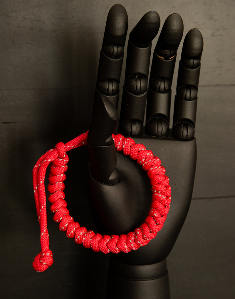 Solid Paracord Bracelet Reflective Red