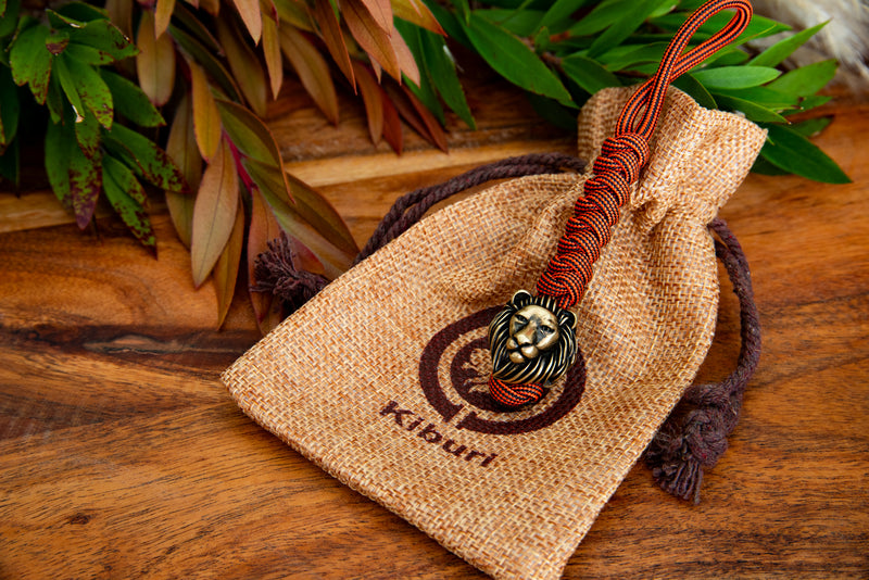 Kiburi Lion Striped Orange Lanyard