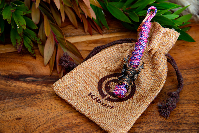 Cotton Candy Samurai Cat Keychain