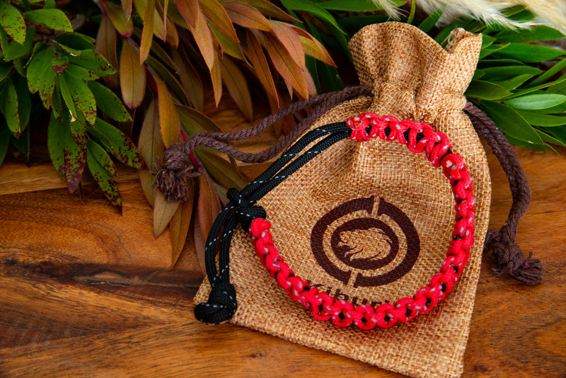 Reflective Red and Black Weave Bracelet