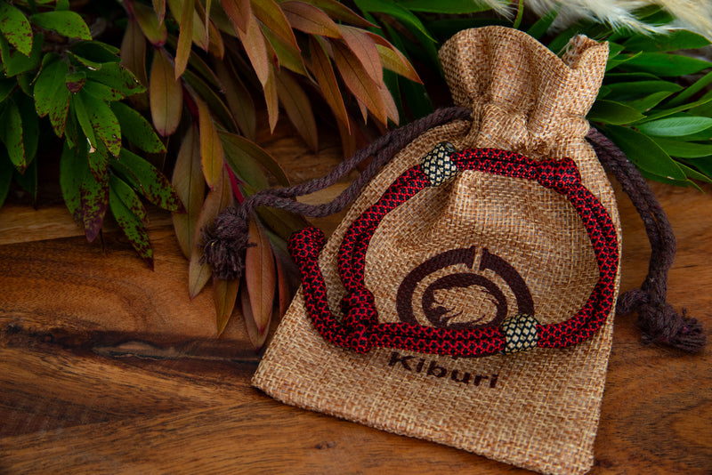 Beaded Paracord Bracelet Burgundy Cheetah