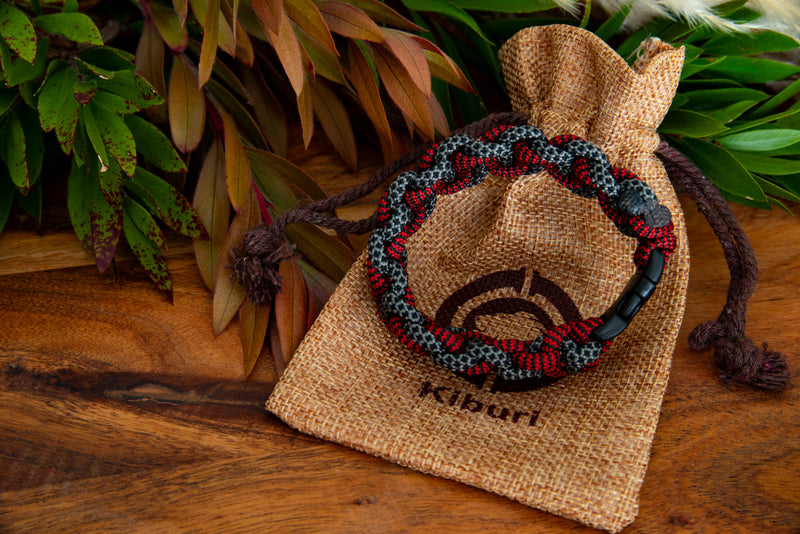 Black Honeycombe Red Ladder Bracelet
