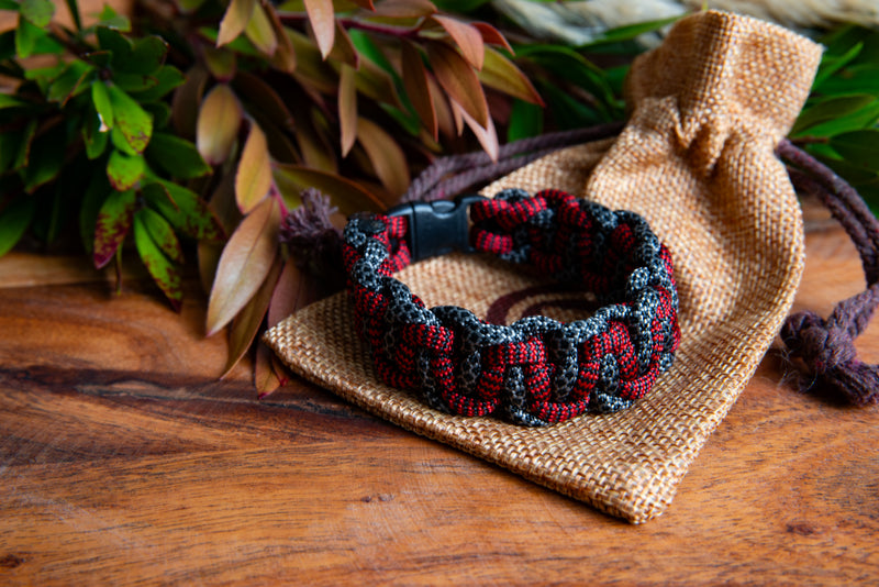 Black Honeycombe Red Ladder Bracelet