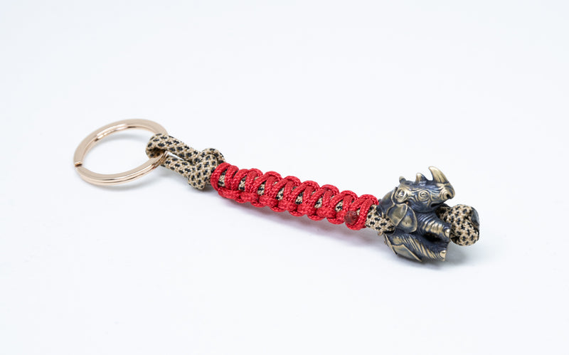 African Rhino Vibrant Red Hiena Keychain