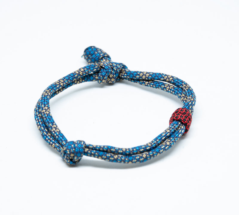Beaded Paracord Bracelet Blue Haze Red