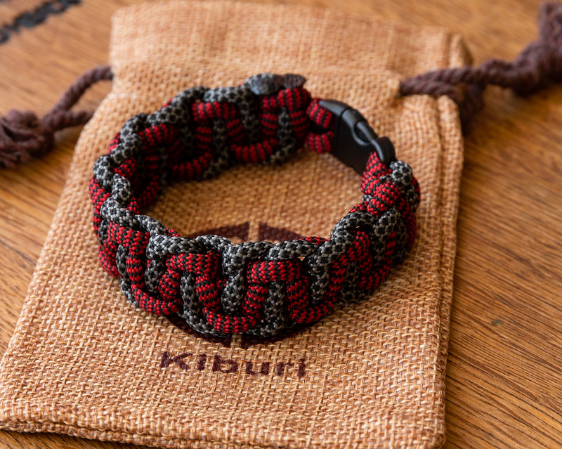 Black Honeycombe Red Ladder Bracelet