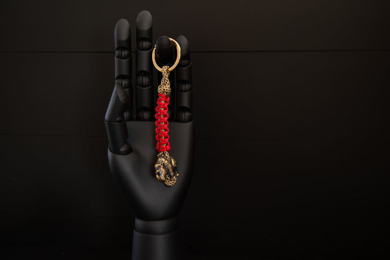 African Rhino Vibrant Red Hiena Keychain