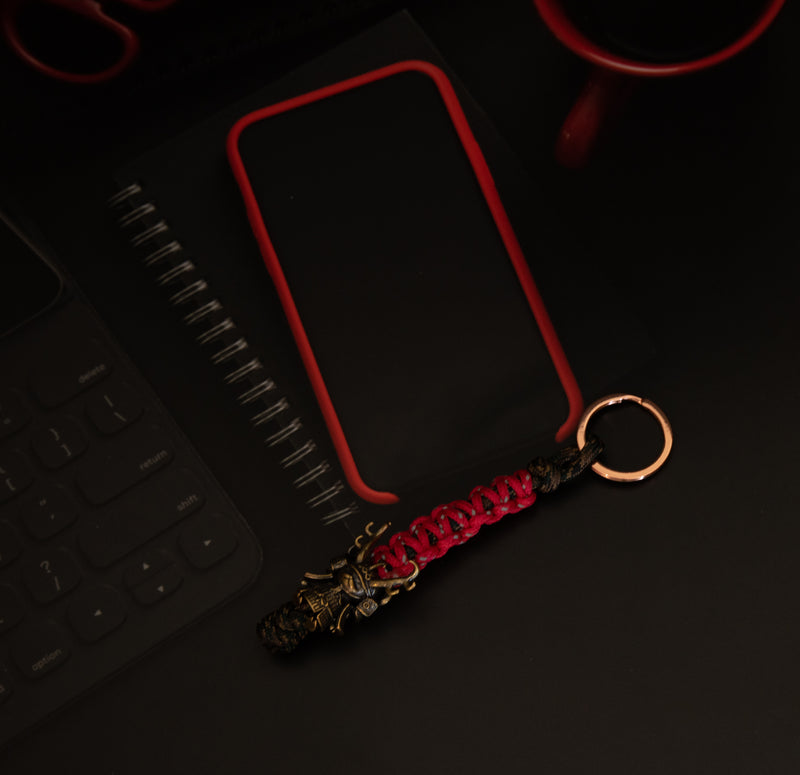 Japanese Samurai Cat Keychain